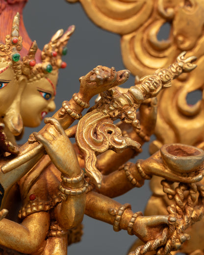 Chakrasamvara Yab-Yum Statue | Fire Gilded Buddhist Sculpture
