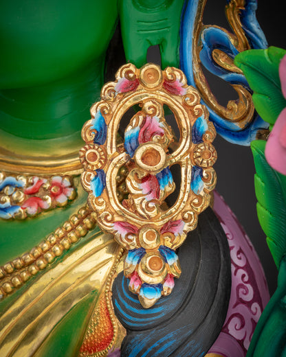 Blessed Green Tara Seated in Throne | Traditional handicraft Nepalese Statue