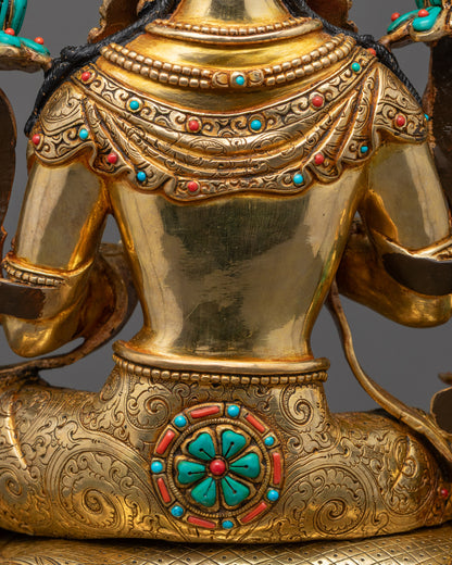 Wisdom-Inspiring Simhada Manjushri Statue | Sacred Tibetan Buddhist Art