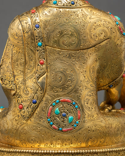 Medicine Buddha Statue | Handcrafted 24K Gold Fire-Gilded Art