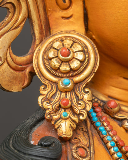 Colourful Manjushri Statue | Exquisitely Handpainted Buddhist Figurine