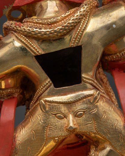 Four-Armed Vajrapani Statue | Gold Gilded Himalayan Sculpture