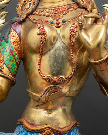 Grand Green Tara Statue - Buddhist Devotional Artwork