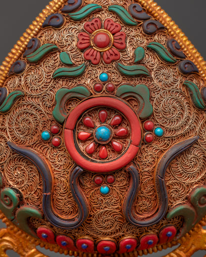 Wheel of Dharma with Kalash Base | Himalayan Buddhist Craft in Nepal