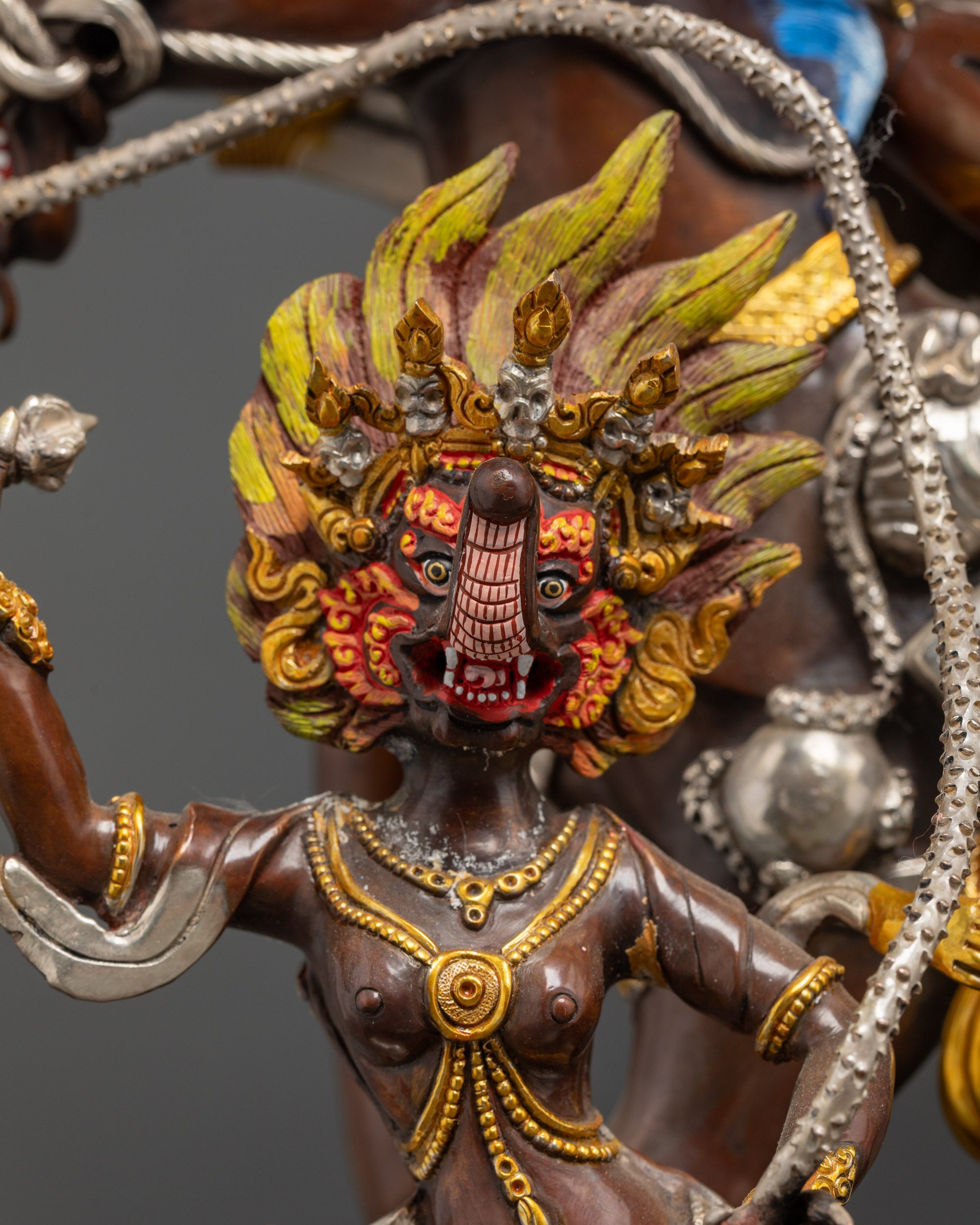 Silver-Plated Palden Lhamo Statue | Tantric Buddhist Protector Goddess