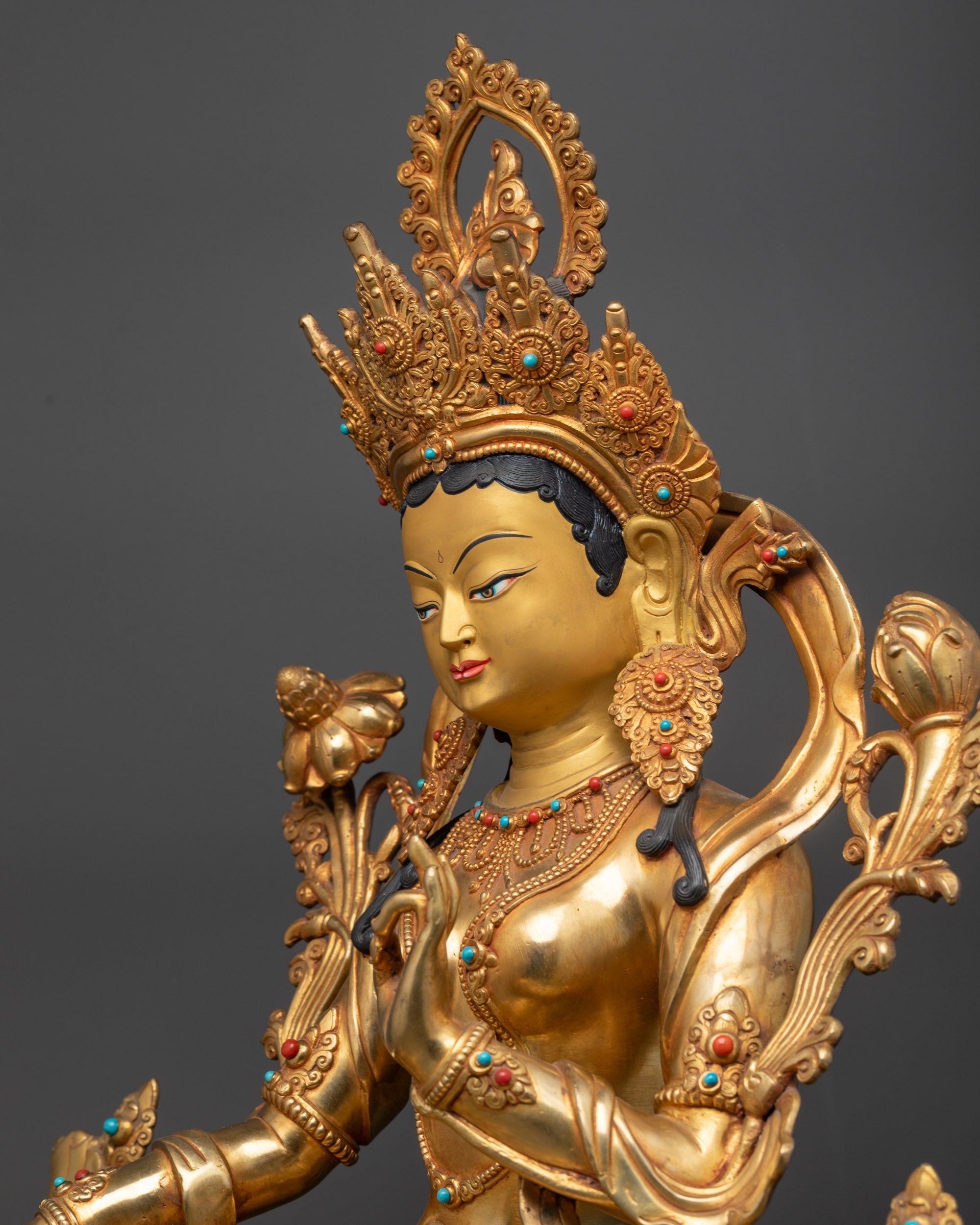 Peaceful Green Tara Statue | Handcrafted Tibetan Goddess for Home Decor