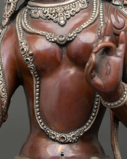 White Tara Statue – Handmade Copper Art from Nepal