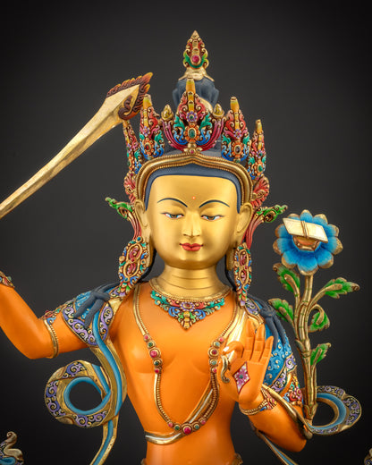25" Tranquil Manjushri Statue | Sacred Wisdom & Enlightenment Sculpture