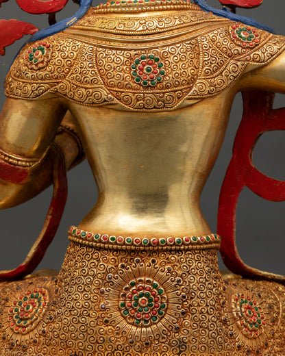 Bodhisattva Manjushri Statue with Flaming Sword | Nepali Art & Craft
