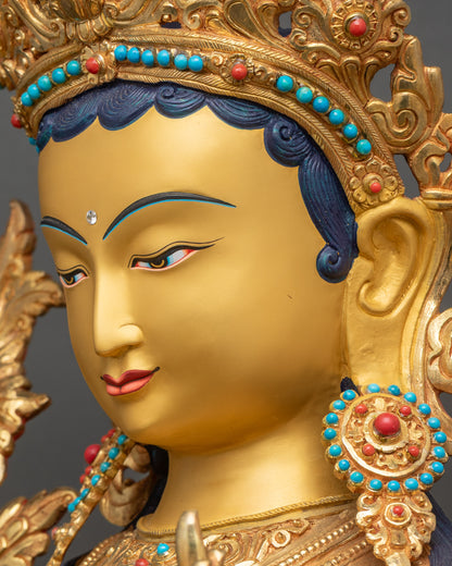 Sacred Green Tara Sculpture from Nepal | Traditional Nepalese Artwork