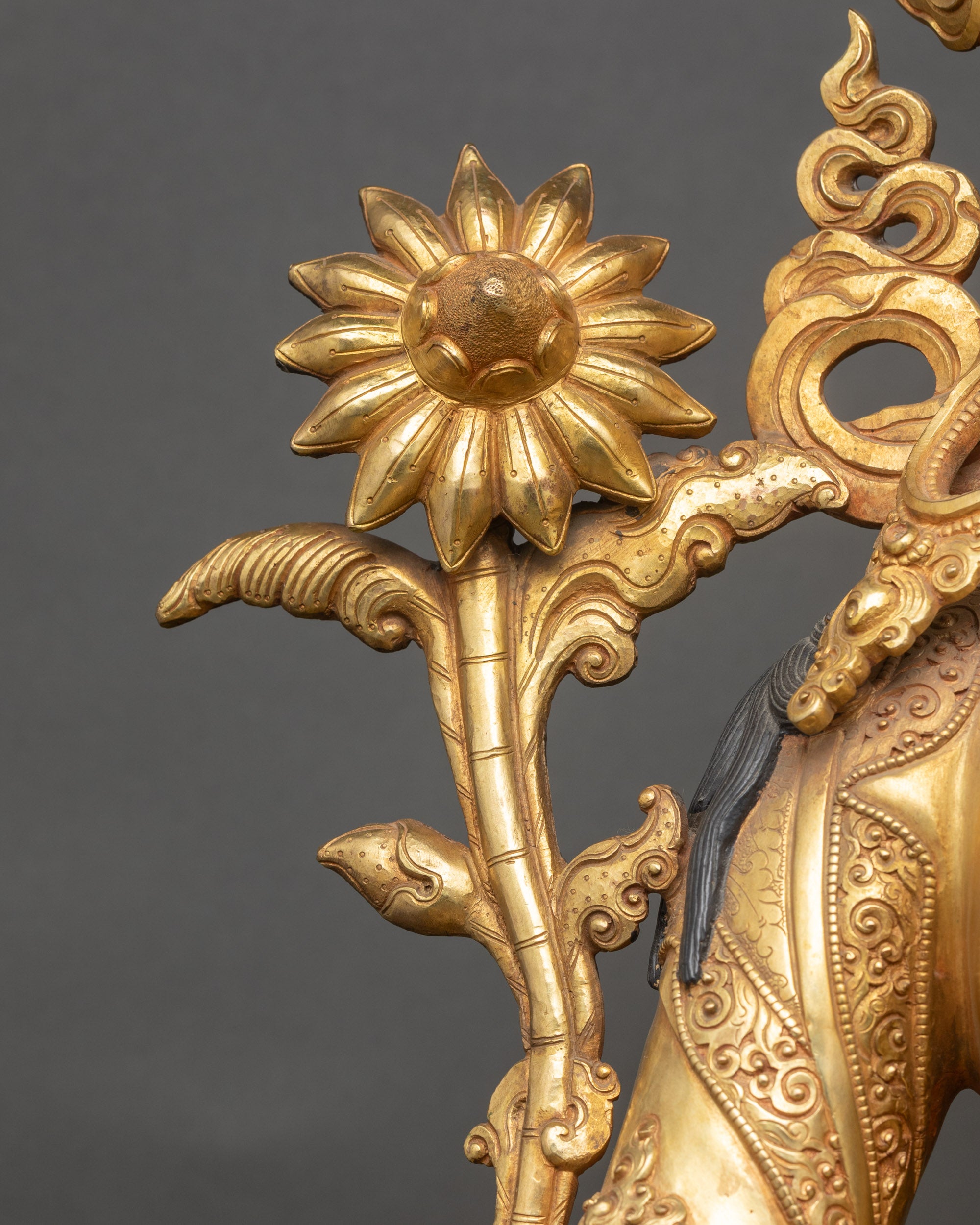 Compassionate Green Tara Sculpture | 24K Gold Fire-Gilded Copper Figurine