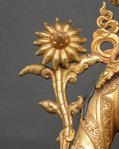 Compassionate Green Tara Sculpture | 24K Gold Fire-Gilded Copper Figurine