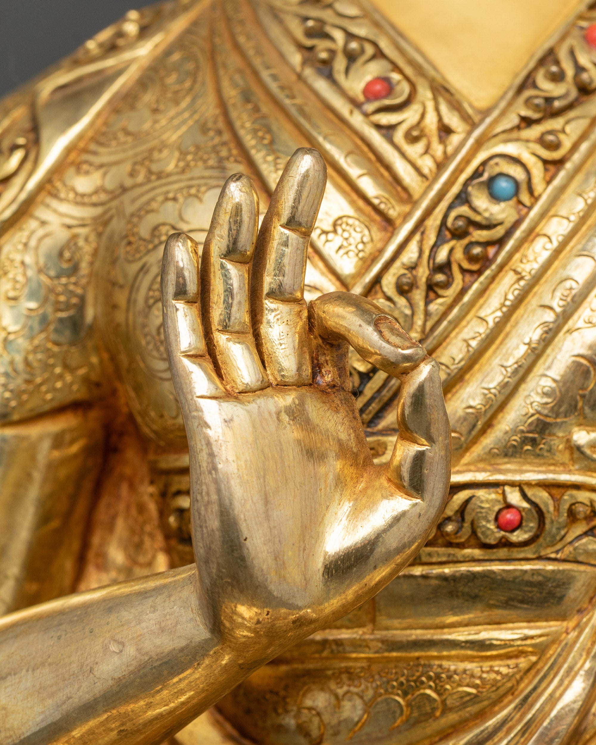 Buddhist Master Tsongkhapa - Handmade Statue Set from Nepal