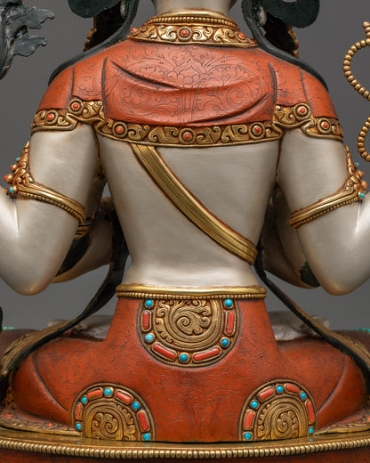 Compassionate Chenrezig Statue | Hand-painted Tibetan Buddhist Idol