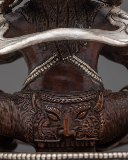 Silver-Plated Oxidized Vajradhaka Statue | Sacred Buddhist Deity