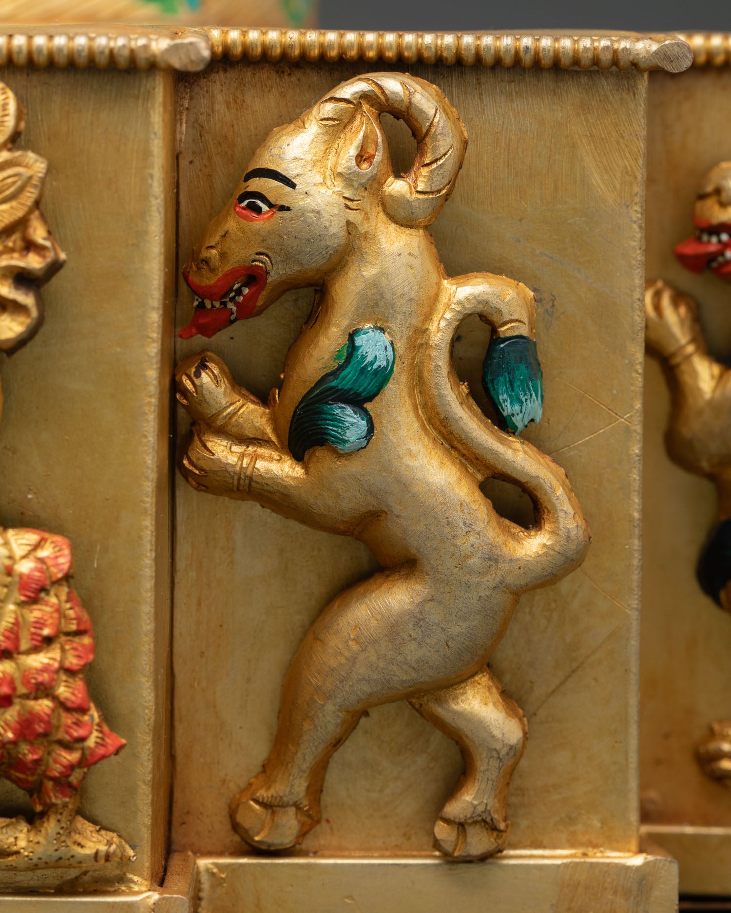 Enthroned Green Tara Statue | Multicolor Nepali Buddhist Artwork
