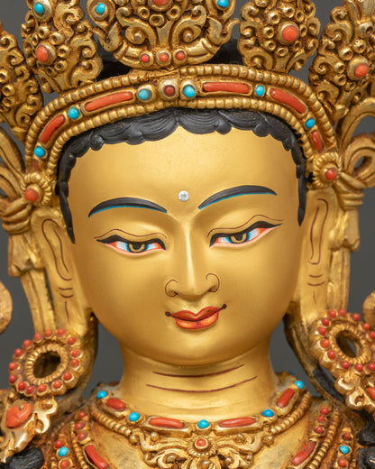 Green Tara | Gold Fire-Gilded Copper Sculpture