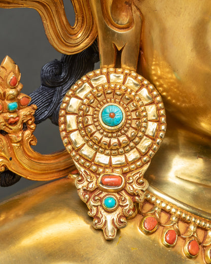 38" Maha Manjushri Statue | Golden Bodhisattva of Wisdom