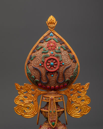Wheel of Dharma with Kalash Base | Himalayan Buddhist Craft in Nepal
