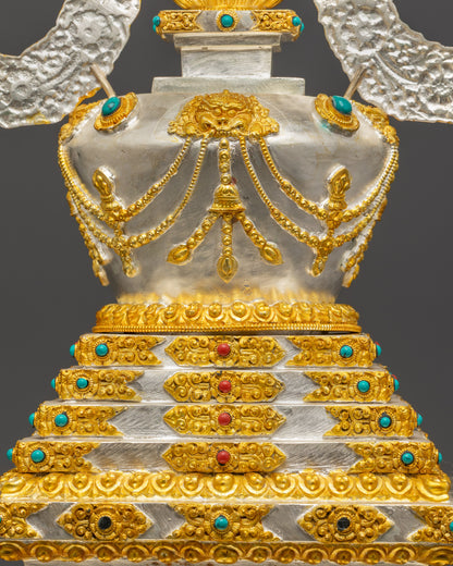 24K Gold-Plated Stupa | Sacred Buddhist Chorten Handmade in Nepal