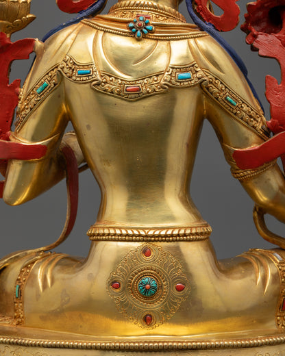 Manifest Tranquility with Green Tara Sculpture | Nepalese Buddhist Art