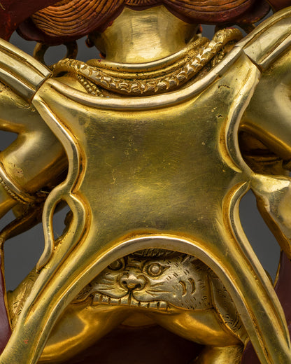Luxury Six Arm Mahakala Statue | 24K Gold Fire-Gilded Copper Sculpture