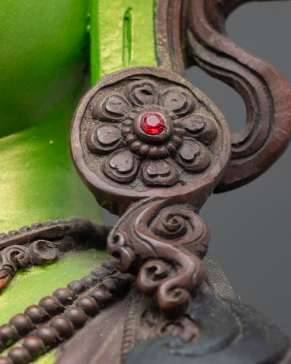 Vibrant Green Tara Statue | Goddess of Compassion Figurine