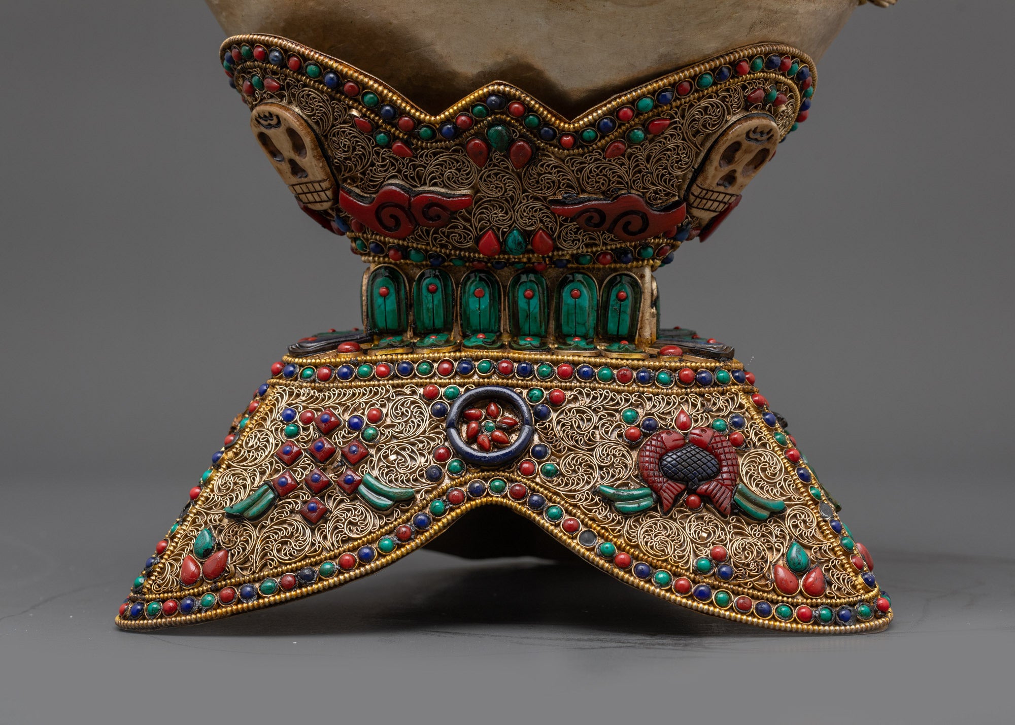 Sacred Tibetan Ritual Kapala Set | Handcrafted Skull Cups for Vajrayana