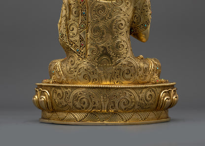 Lama Je Tsongkhapa Set Statue | 24K Gold-Gilded Gelug Master Trio