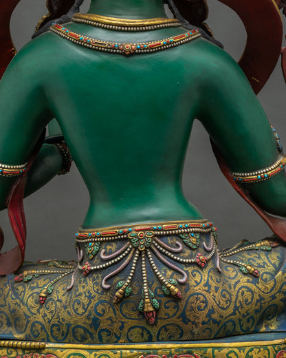 33 Inch Tall Green Tara Statue | Traditionally Crafted Buddhist Figure
