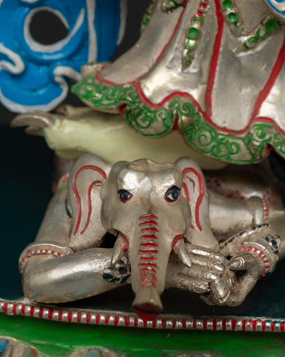 Hand-Painted White Mahakala Statue – Remover of Financial Obstacles