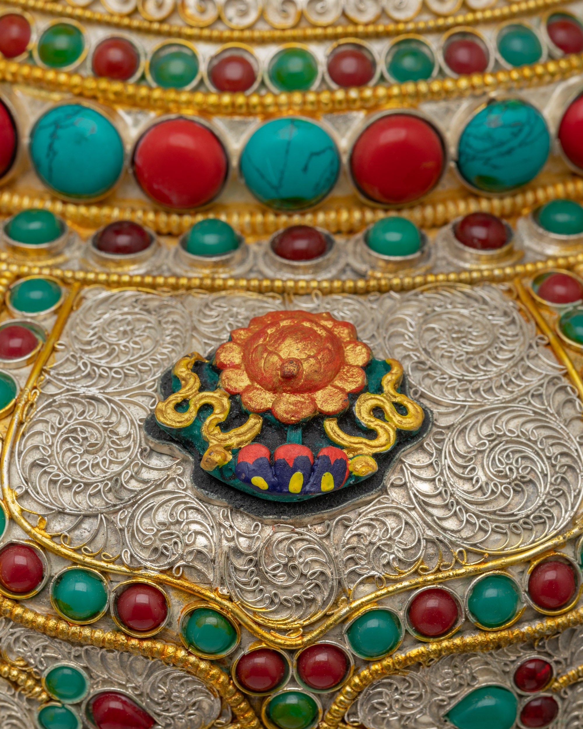 Silver & Gold-Plated Himalayan Vase | Spiritual Offering Art Nepal