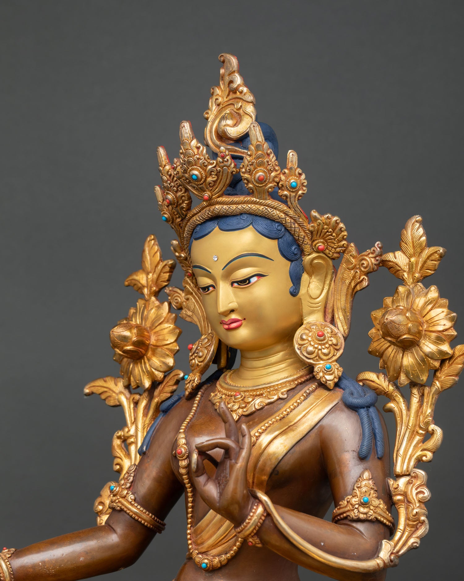 Handcrafted Green Tara Statue | Vajrayana Buddhist Artwork