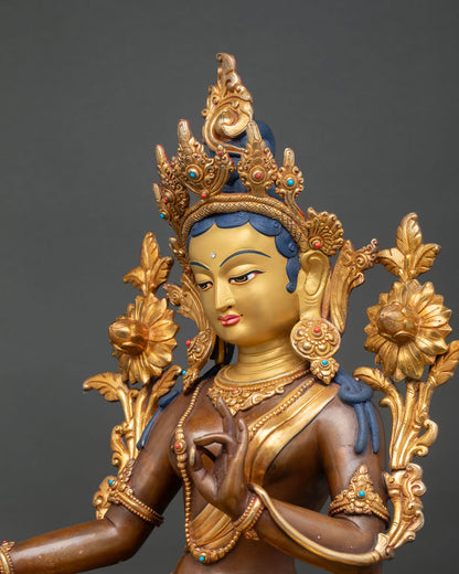 Handcrafted Green Tara Statue | Vajrayana Buddhist Artwork