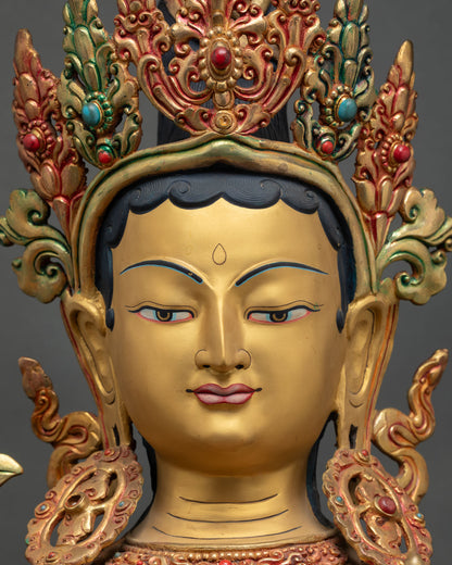 Grand Green Tara Statue - Buddhist Devotional Artwork