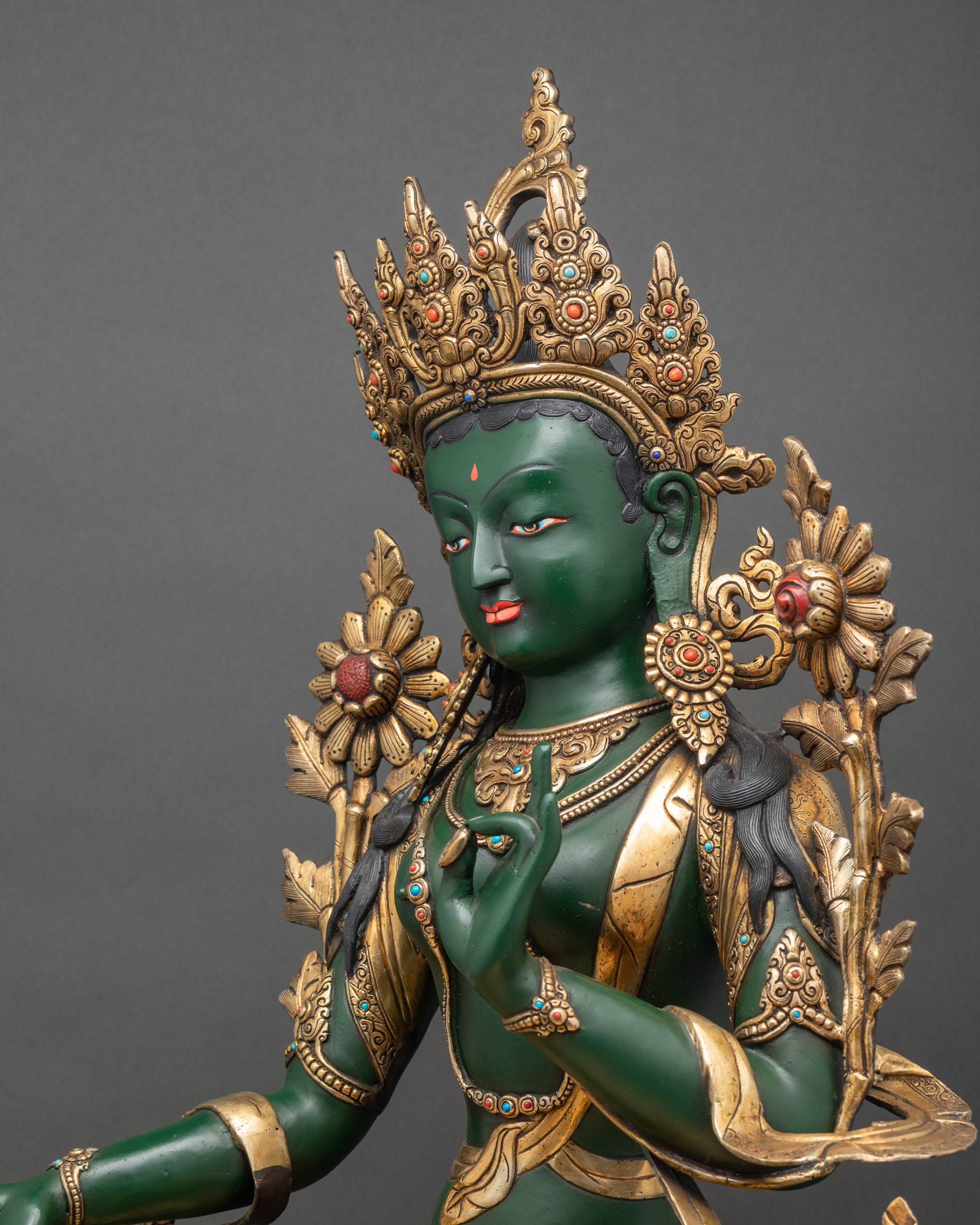 Savior Mother Green Tara Statue | Hand-painted Goddess of Compassion