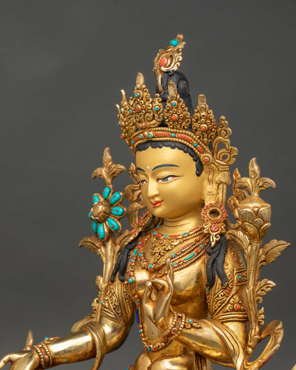 Green Tara Statue | Nepalese Newari Craftsmanship