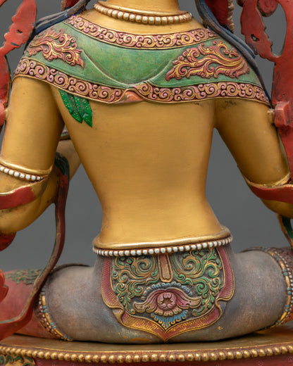 Green Tara Figurine | Lost-Wax Casted Copper Statue from Nepal
