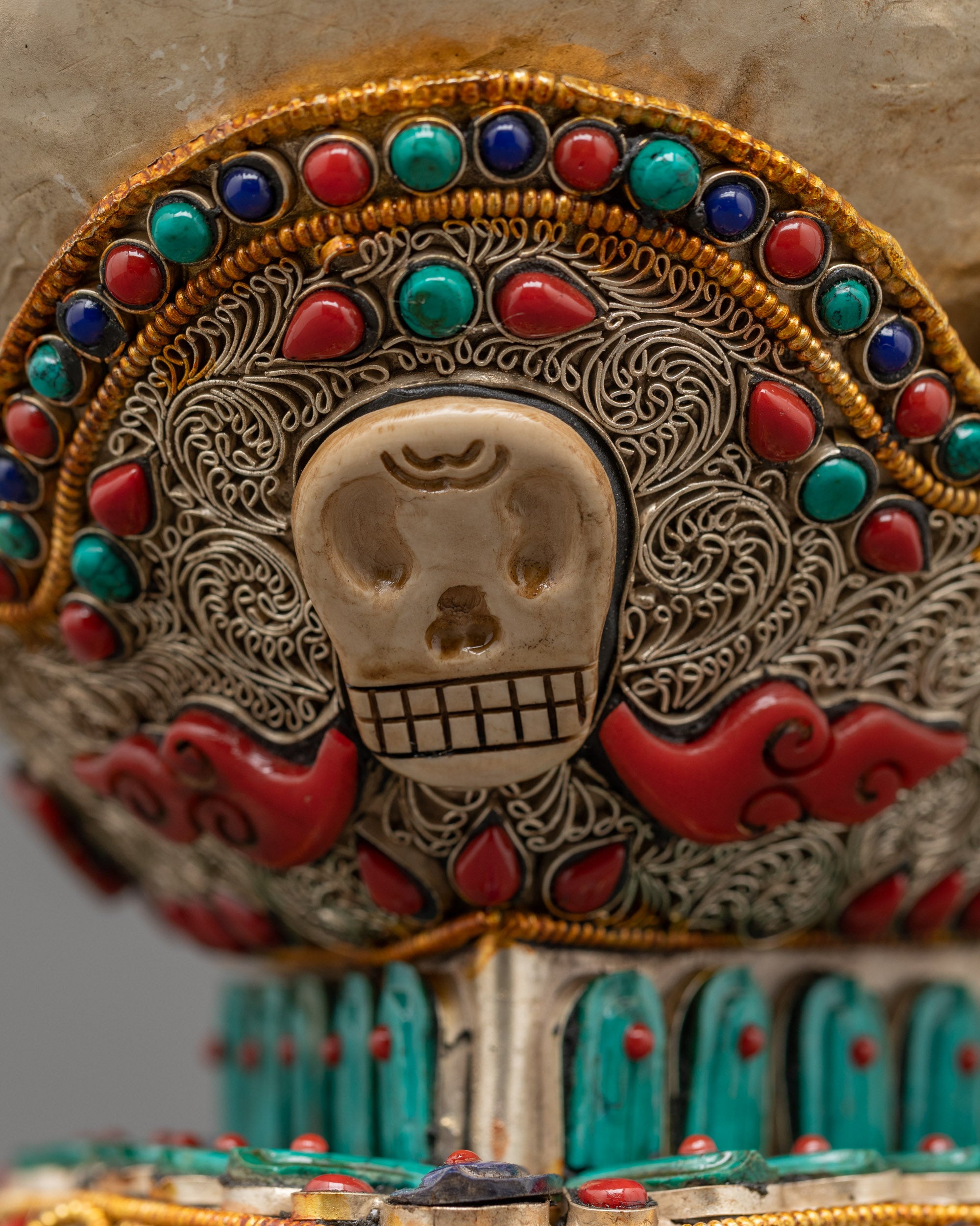 Sacred Skull Cup Kapala Set | Buddhist Ritual Offering for Altar Use