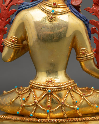 Green Tara Statue with Throne | Himalayan Meditation Sculpture