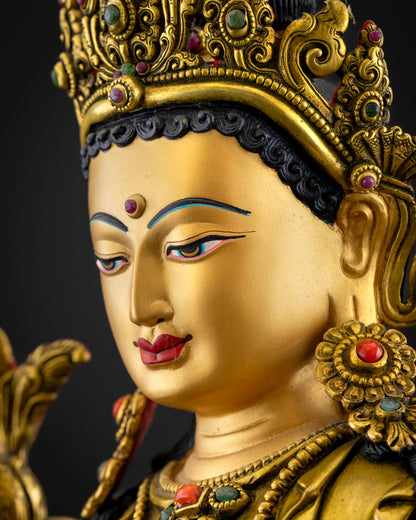 Simhanada Manjushri Statue | Handcrafted Gold Guarantee Idol