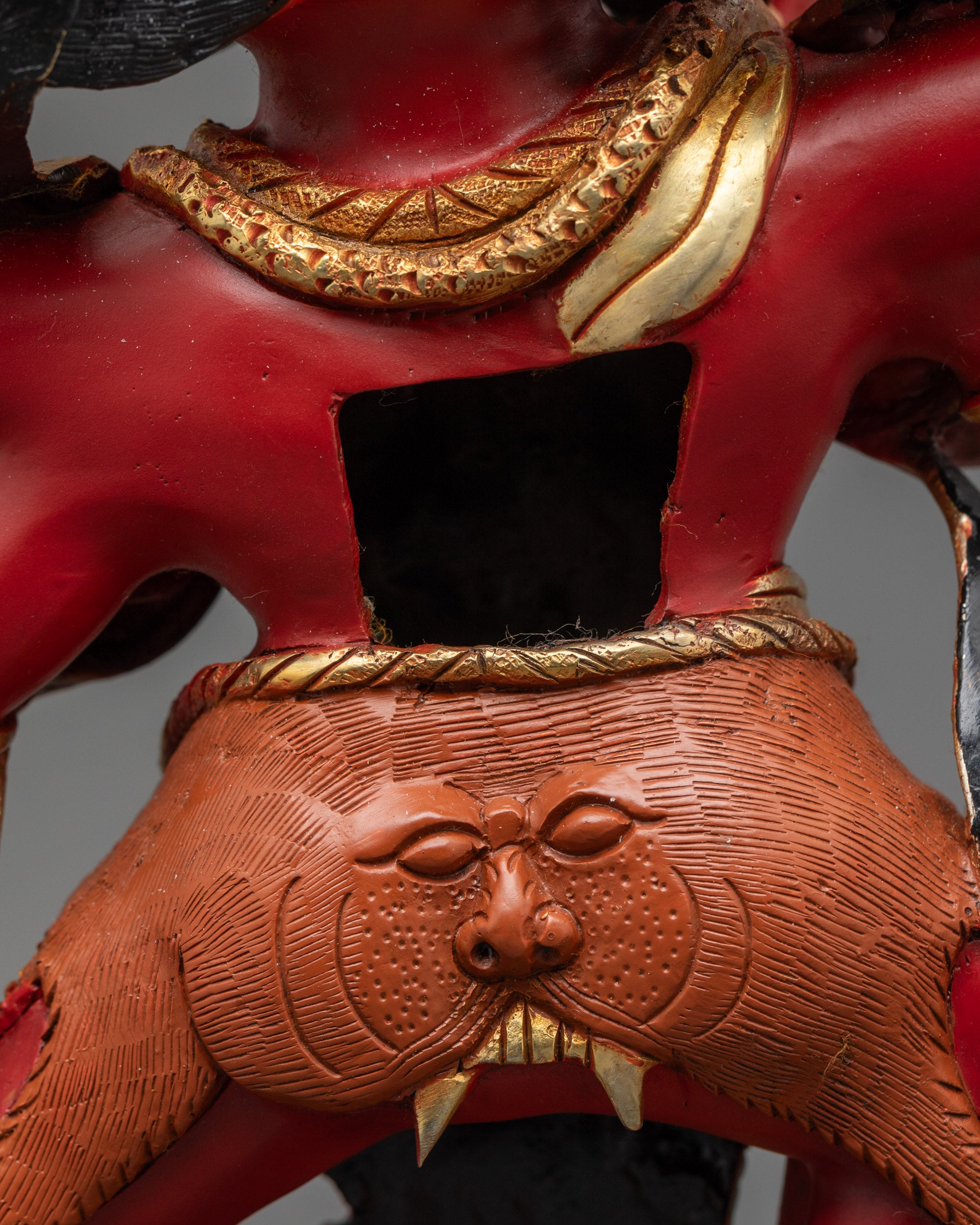 Red Dzambhala Sculpture | Handcrafted Tibetan Buddhist Wealth Deity