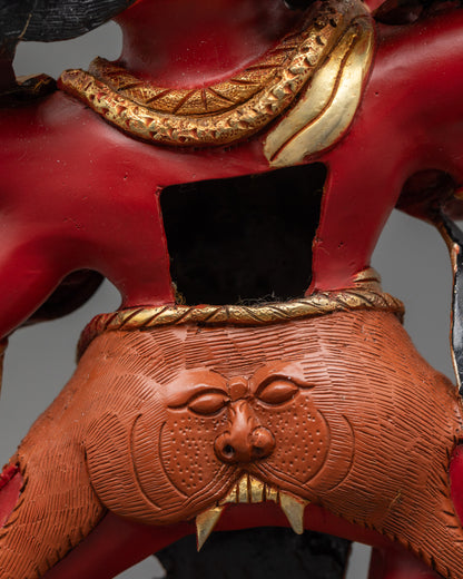 Red Dzambhala Sculpture | Handcrafted Tibetan Buddhist Wealth Deity