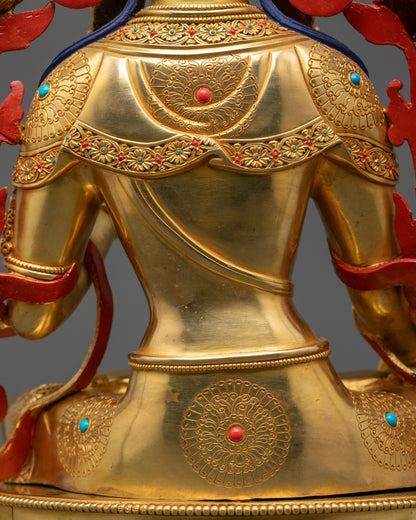 Gold Fire-Gilded White Tara Sculpture | Goddess of Long Life & Healing