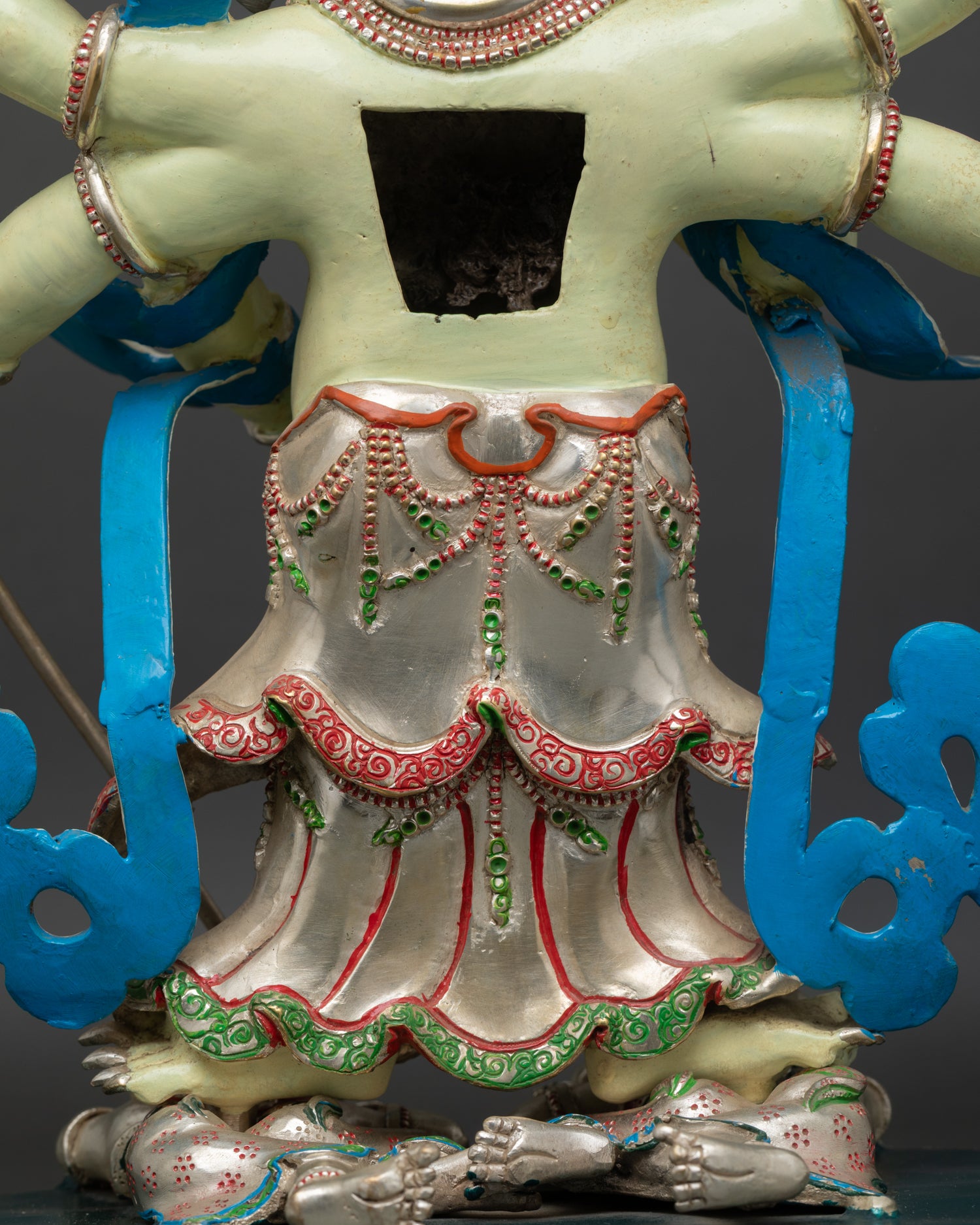 Hand-Painted White Mahakala Statue – Remover of Financial Obstacles