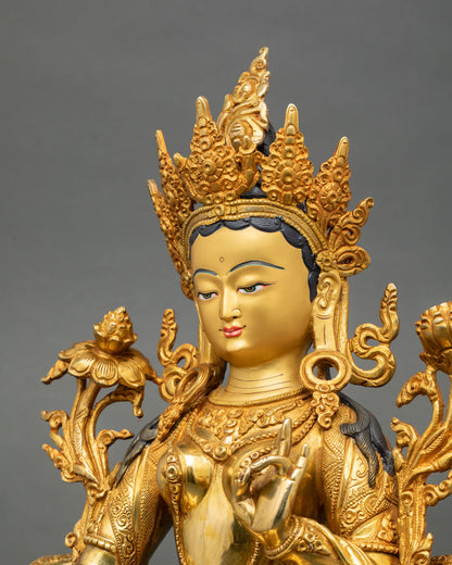 Blessed Green Tara | 24K Gold Gilded Buddhist Statue