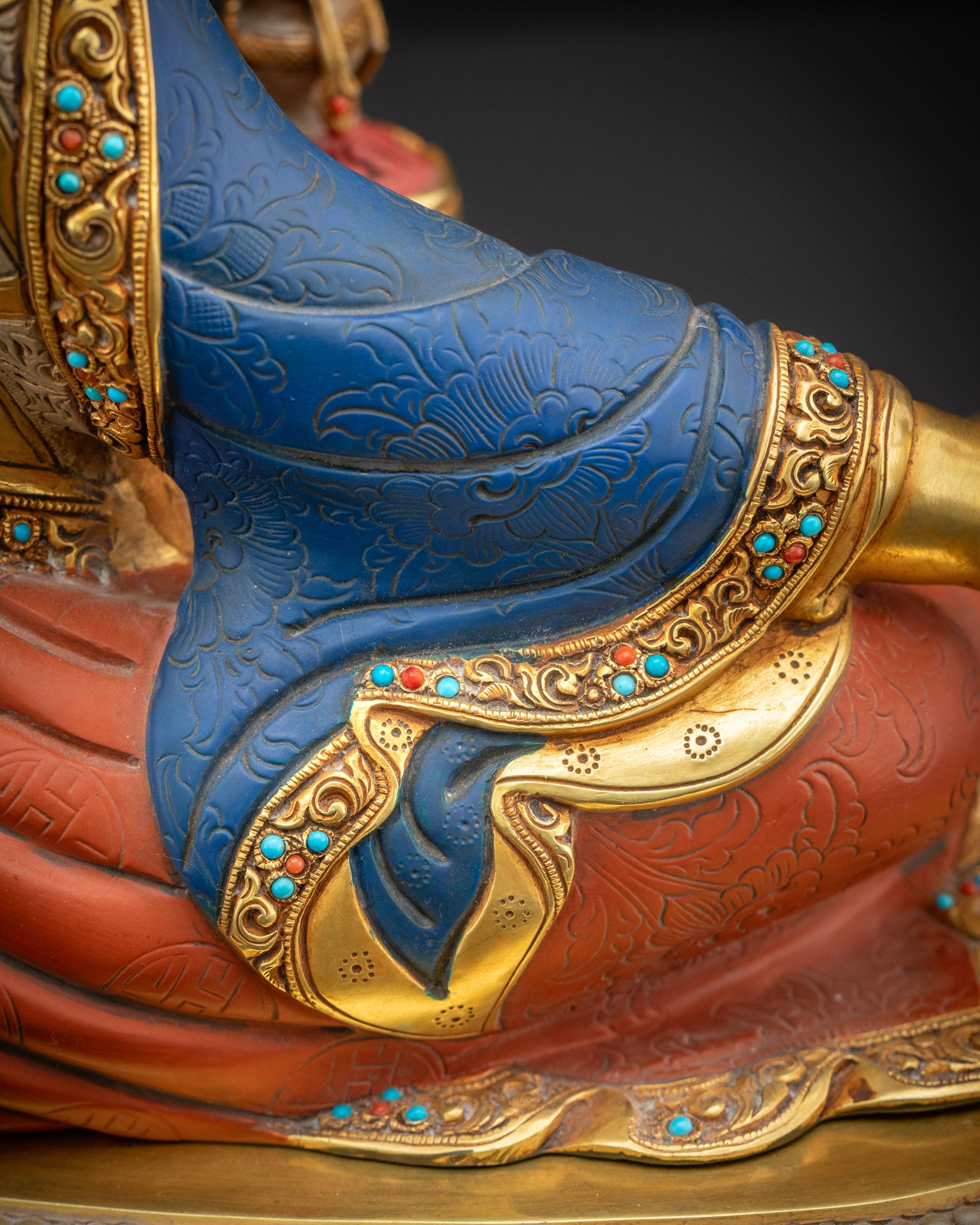 Vibrant Guru Rinpoche Masterpiece Statue | Timeless Himalayan Artwork