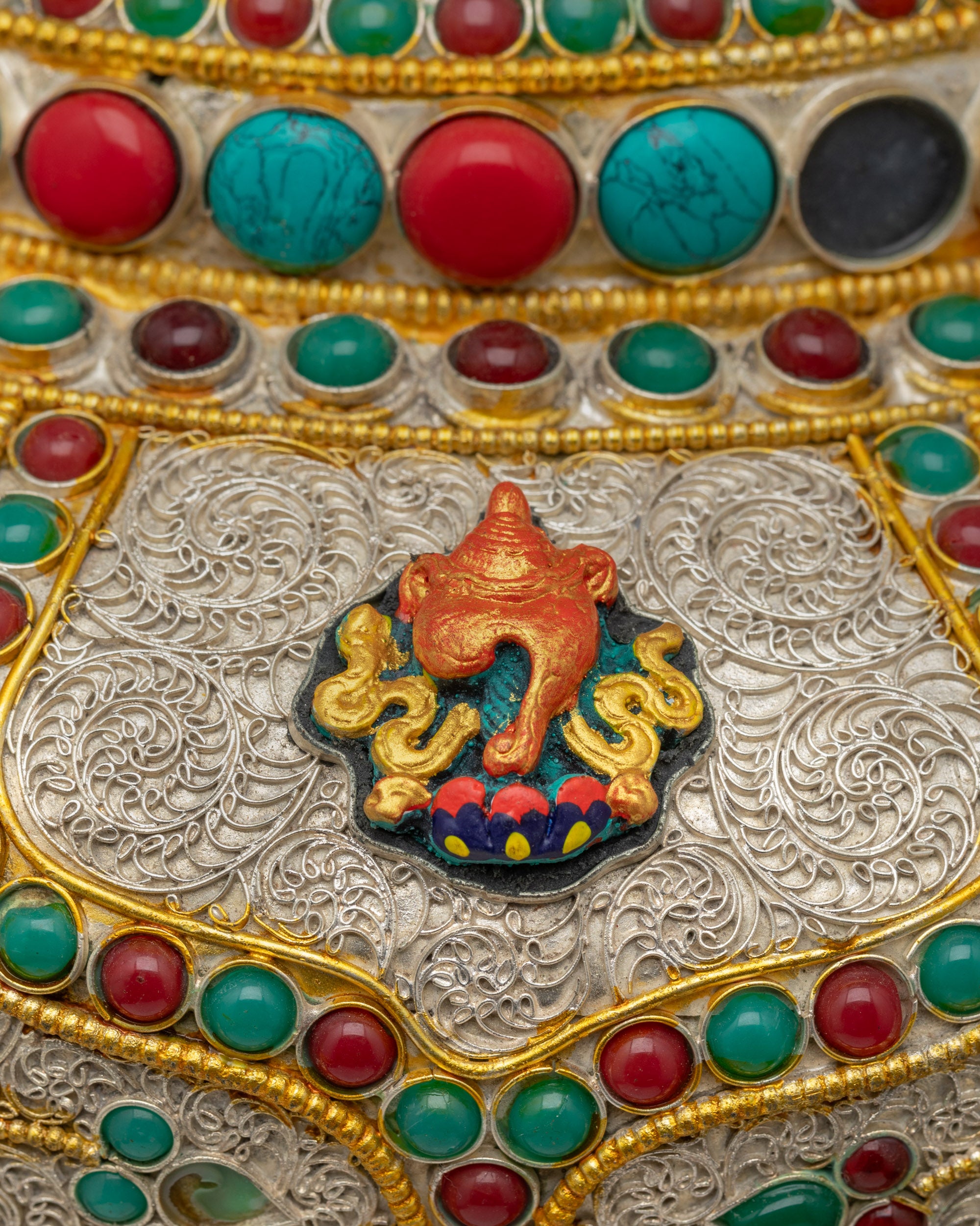 Silver & Gold-Plated Himalayan Vase | Spiritual Offering Art Nepal