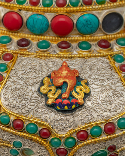 Silver & Gold-Plated Himalayan Vase | Spiritual Offering Art Nepal