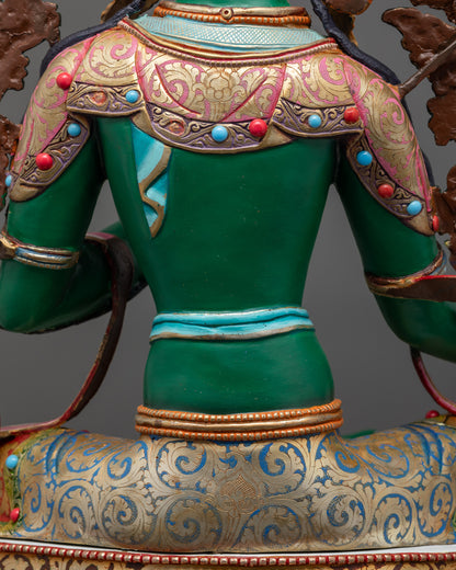 Vibrant Green Tara Statue | Spiritual Goddess Idol for Meditation
